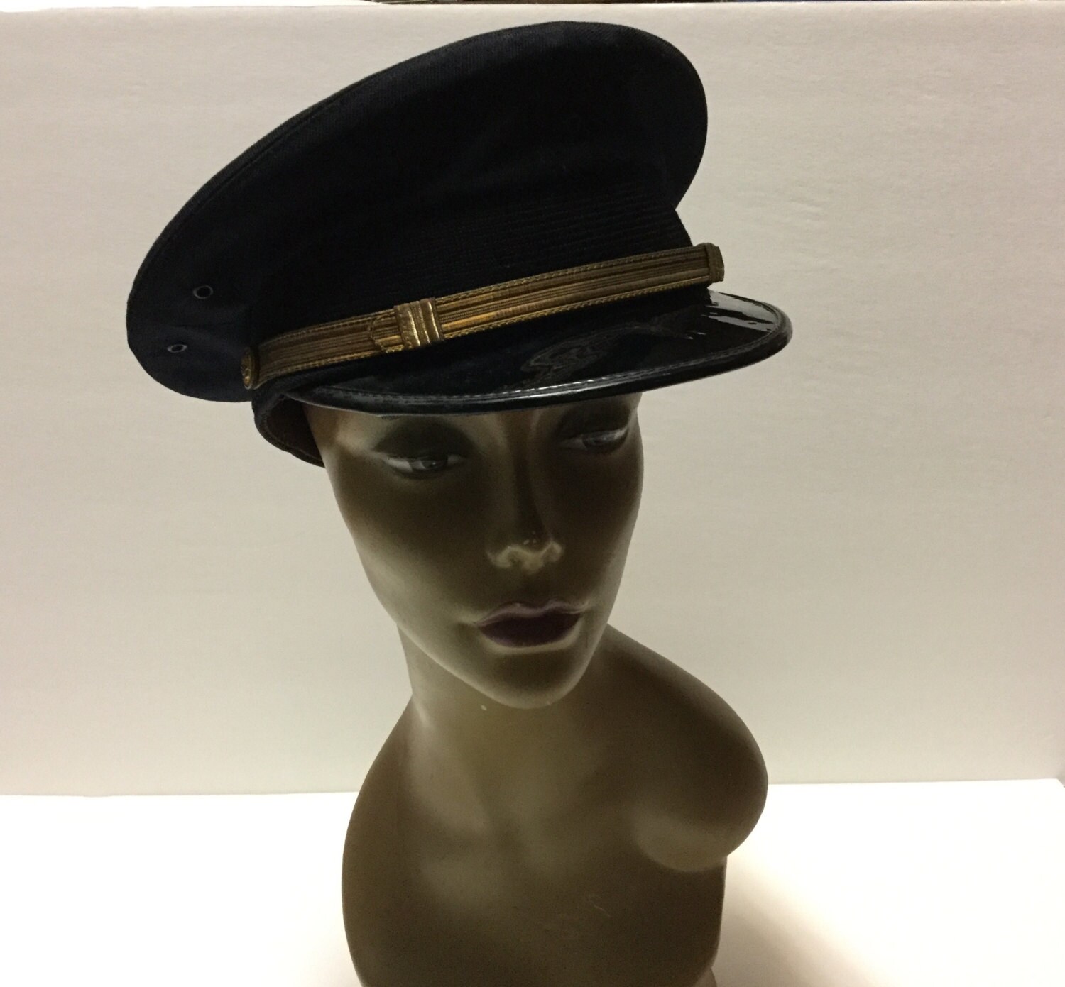 Vintage Antique Pilot hat Captian Military uniform Wool and