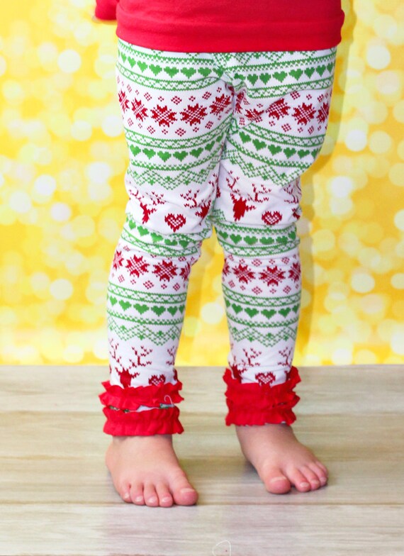 Christmas Leggings Girl Christmas Pants Fair Isle Leggings