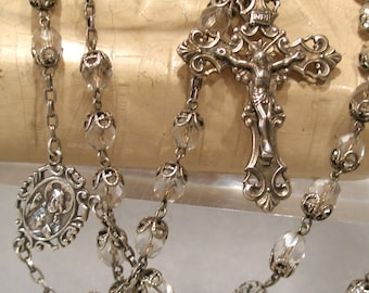 Sterling Rosary Spectacular Crystal Large Exceptional