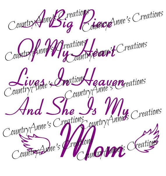 Download SVG PNG DXF Eps Ai Wpc Cut file for Silhouette, Cricut, Pazzles, ScanNCut - "Mom in heaven" svg ...