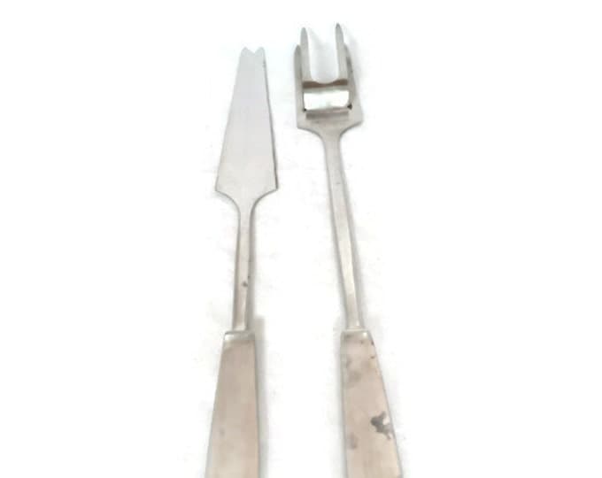 CAPRI Stainless Italian 2 Piece Vintage Carving Set 1950's - Mid Century Flatware Italian Capri Italy designed by Alfredo Guerra