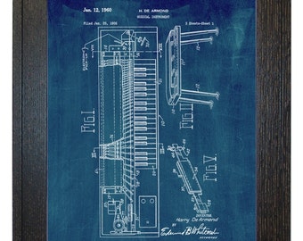 Framed Patent Print - Musical Instrument WITH Real Rustic Wood Frame - Framed Patent Art