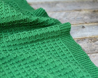 Knit Pattern--Wavy Checkerboard Baby Blanket from ...
