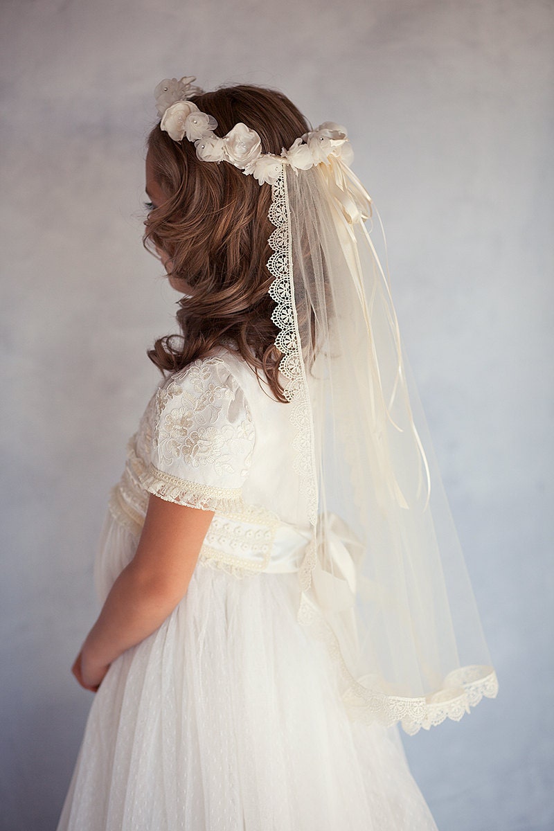 Girl's Veil Flower Crown Flower Girl Veil Bridal Veil
