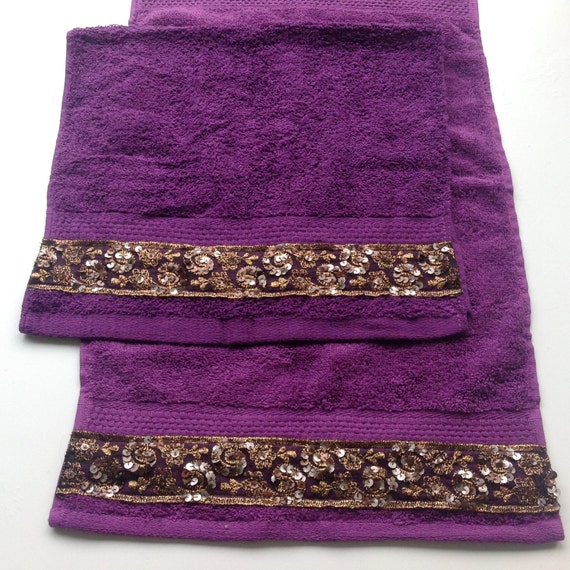 Purple Hand Towel Set Of 2 Decorative Bathroom Decor Gift   Il 570xN.1017234258 T21a 