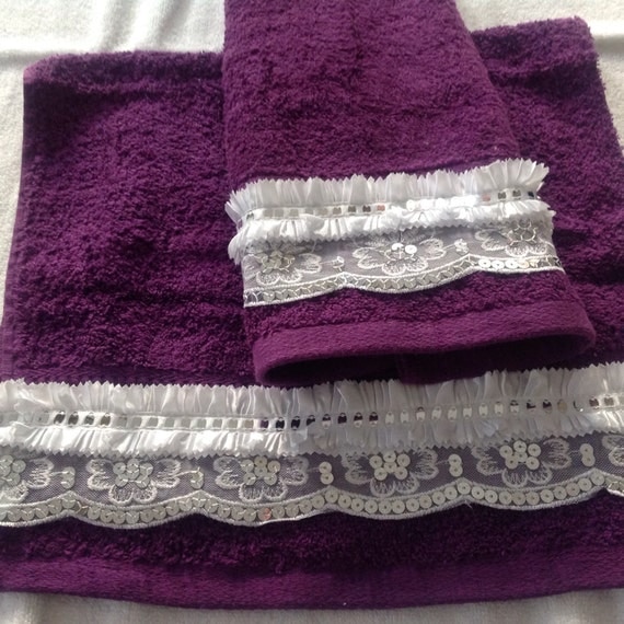 Plum Purple Hand Face Towel set of 2 Bathroom by BlingScarves