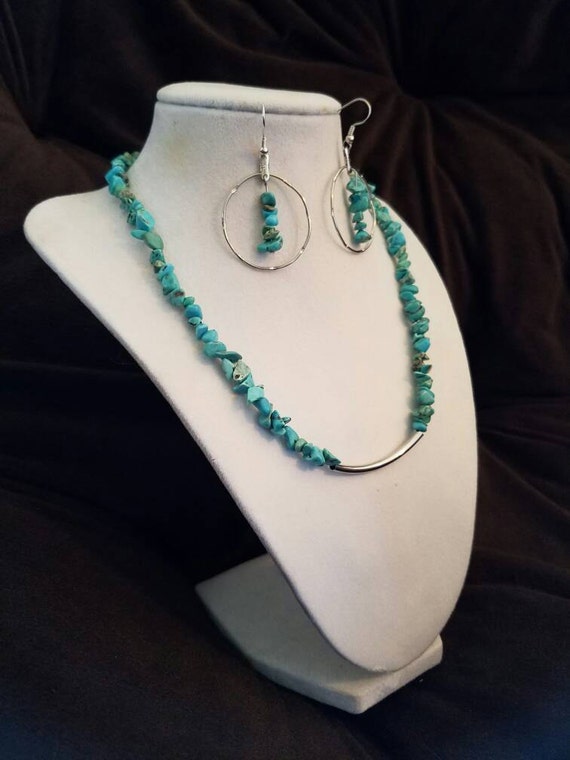 Turquoise necklace and earring set by ReflectionCreek on Etsy