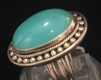 Ring Oval Peruvian Opal, Sea Green... Artist: Teresa Bradford-Cole