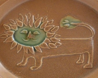 Lion Wall Plaque / Plate by David Gil for Bennington Potters