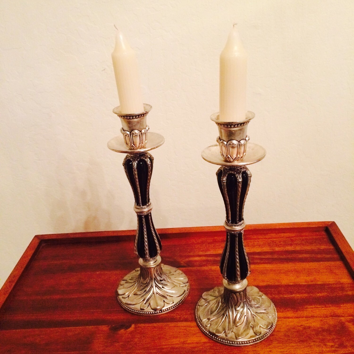 Black Candleholders Wallace Silver Plate Candle Holders