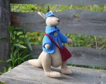 Kangaroo, animal tilda, plush toy, stuffed animal, cute animal, Australia, Australian kangaroo, stuffed doll, Tilda doll, Tilda kangaroo