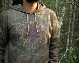 HEARTRA Flower of Life Men's Hoodie / Mandala Hoodie, Mandala Sweatshirt, Sacred Geometry Hoodie, Mens tribal hoodie