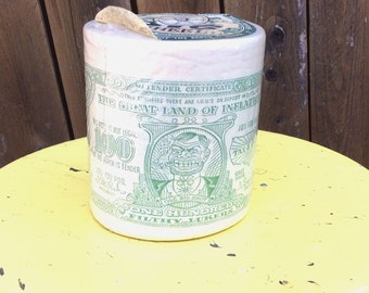 Vintage Retro Estate Big Wheel Tissues For Hi-Rollers Unopened Toilet Paper Money Cash The Great Land of Inflation Tax Land Political Humor