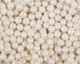 Edible Pearlized White Sugar Pearls/ White Sugar Pearls/ Edible White Sugar Balls/ White Sugar Pearls/ Cake Pearls