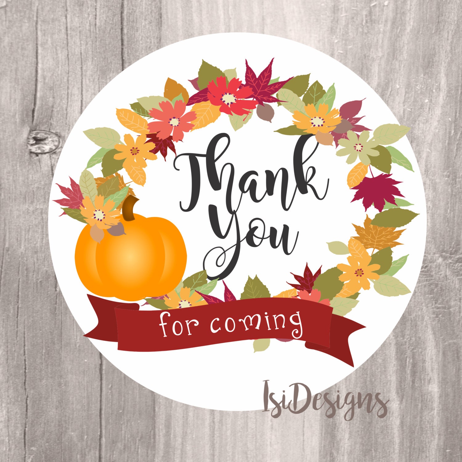 Fall Thank You Tags Printable Fall Leaves Wreath Favor Tags