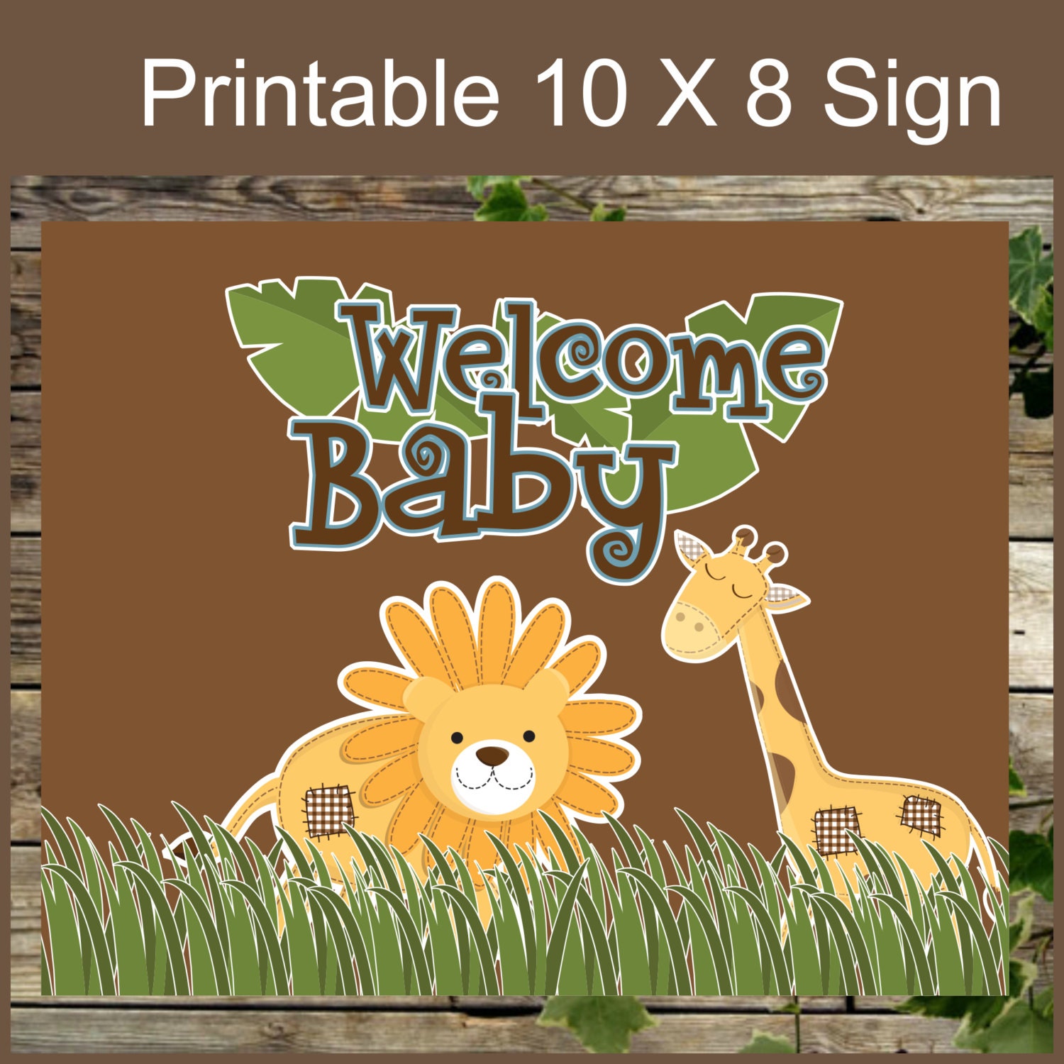 Safari Welcome Baby Printable Sign Baby Jungle Animals