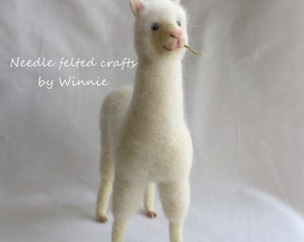 White Alpaca Needle felted handmade animal OOAK