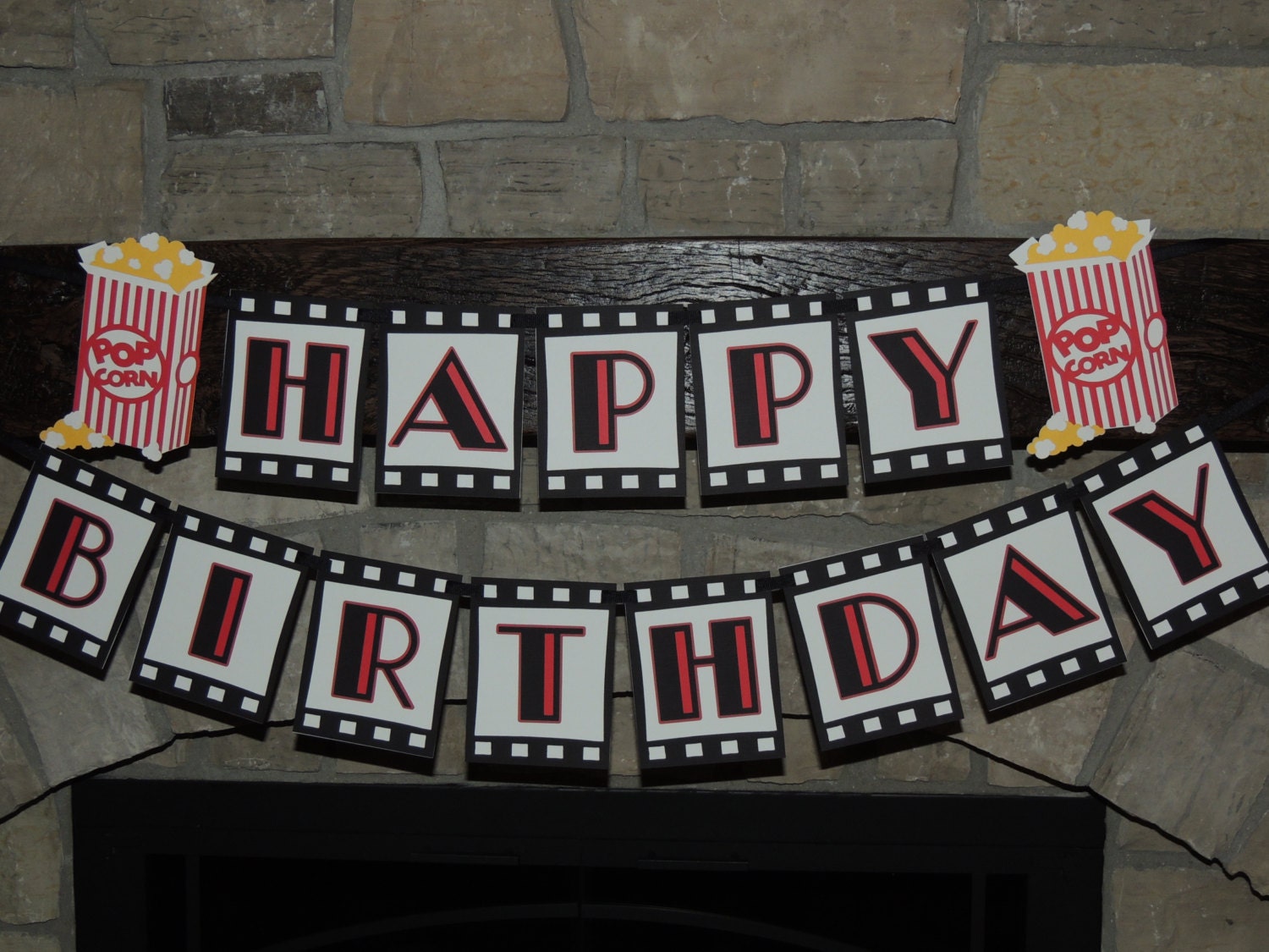 Movie birthday party banner. Cinema birthday party banner.