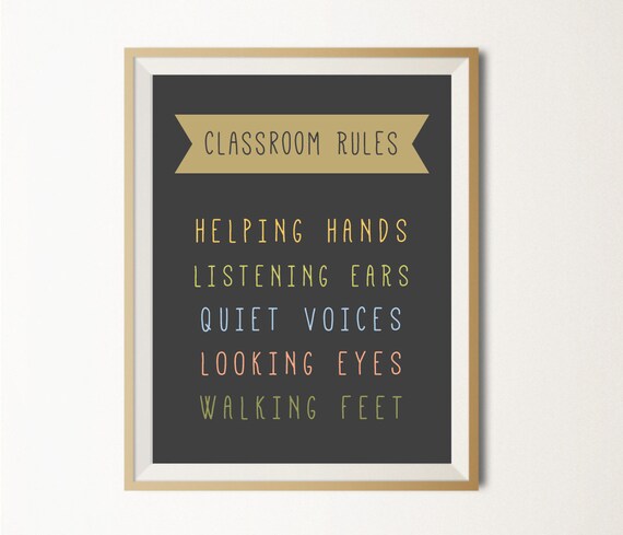 Classroom Rules Printable Poster Print Teacher Kids Helping
