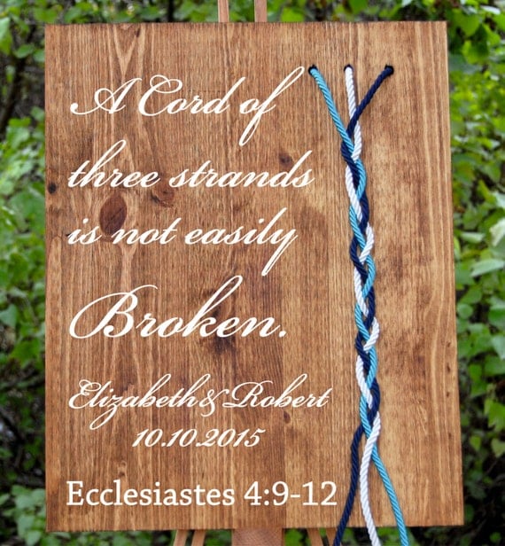 A cord of three strands Alternative to Unity by Namejewelry4you