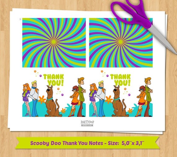 INSTANT DOWNLOAD Scooby Doo thank you notes by PartyPopPrints