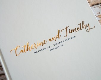 Gold Foil Wedding Guest Book With Black Pages Real Foil Lined Pages Silver Foil Copper Foil Guestbooks Personalized Modern Wedding GB161F