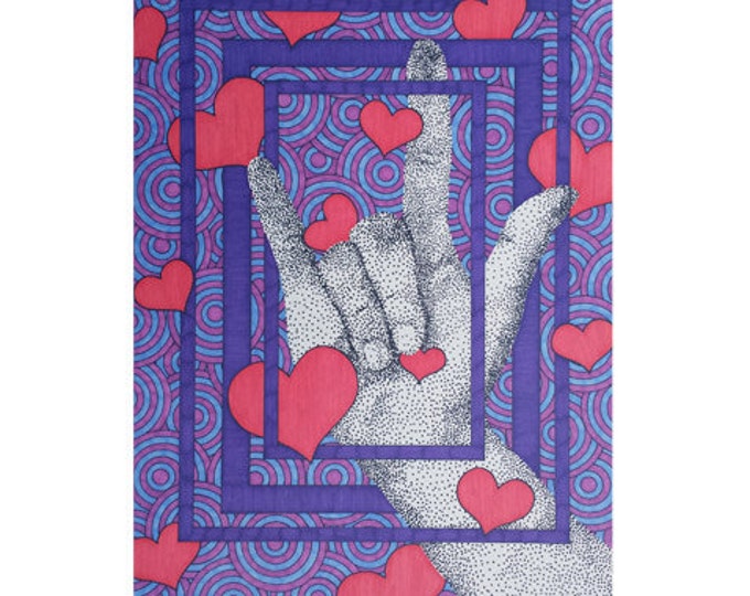 I Love You Card - Valentine's Day Card - Anniversary Card - Blank Greeting Card - Heart Stationery - Sign Language Art - Purple Card For Her