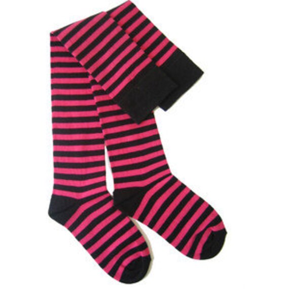 Items Similar To Fuchsia Pink And Black Knee High Striped Socks On Etsy 4286