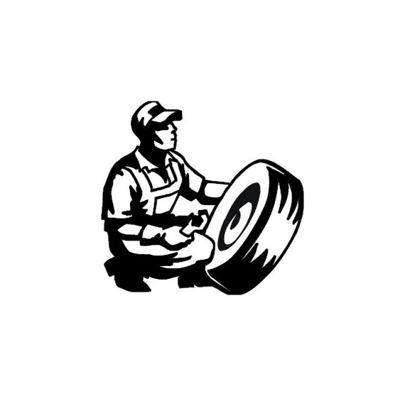 Mechanic Decal Sticker Mechanic Fixing Tire Di Cut Decal