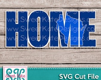 Home with Knockout Wisconsin SVG JPG png USA Scrapbook Die Cut Heat Transfer Vinyl Cricut Silhouette Instant Download Sweet Kate Designs