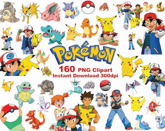 INSTANT DL- 160 PNG Pokemon Clipart - printable Digital Clipart Graphic pikachu Pokemon go Instant Download