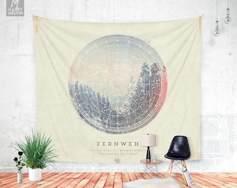 Fernweh No 2 - Wall tapestry - Tapestry - Boho - Wall Hangings - Wanderlust - Bohemian - Home decor - Dorm room - Wall decor - Dorm decor.