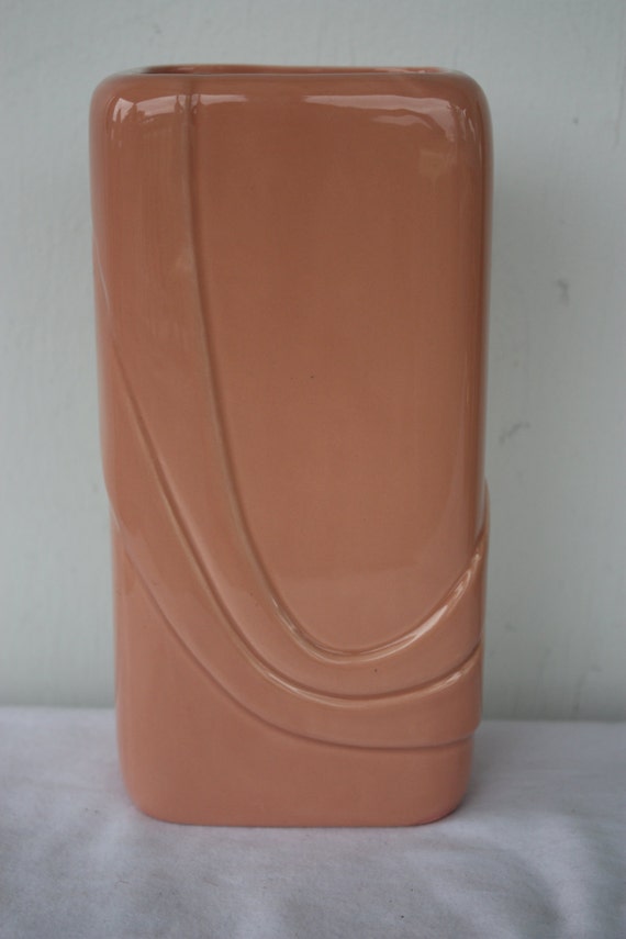 Vintage Inarco Pottery Vase Art Deco Style Vase Peach Inarco