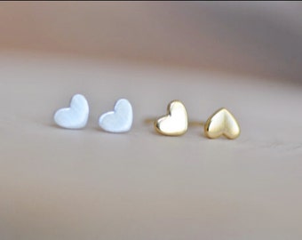Sterling Silver Heart Studs / Silver Heart Earrings / Tiny Heart Studs / Matte Heart Stud Earrings / Matte Stud Earrings / Jamber Jewels 925