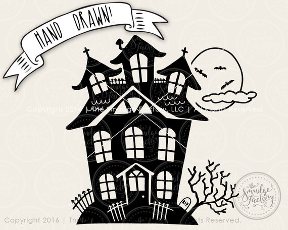Download Haunted House SVG Cut File Halloween Cutting File Hand