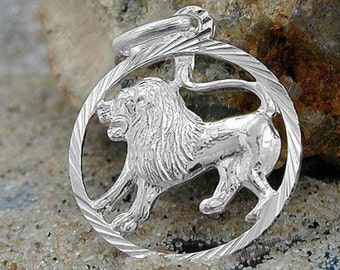 Zodiac pendant, lion, silver 925