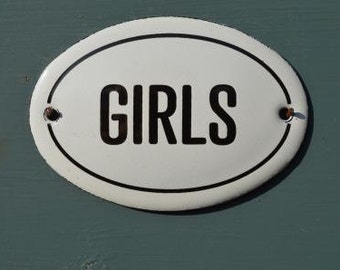 Small antique style enamel metal Girls sign