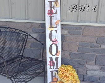 Primitive fall decor, welcome porch sign, fall porch sign, rustic porch sign, welcome fall porch sign, front porch welcome sign