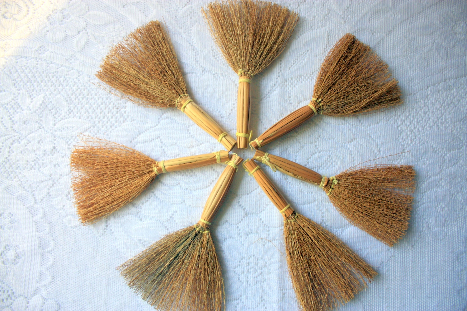 Small Straw Brooms (Set of 4) for Crafts, Dollhouses, Halloween mini broom, doll broom,craft
