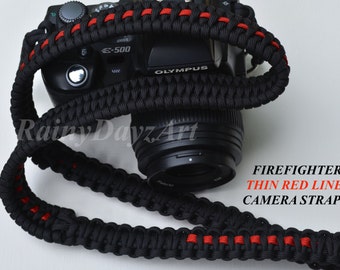 DSLR First Responder Handmade Paracord Camera Strap ~ Thin Blue Line/Thin Red Line/Thin White Line ~ Great Photographer Gift