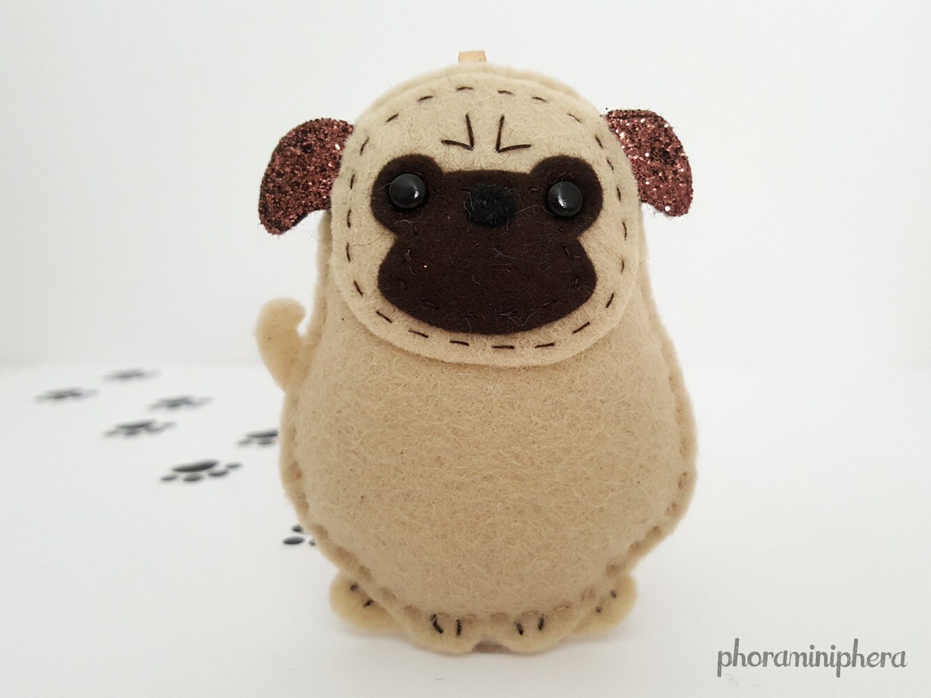 Glittery Harold The Pug Finger Puppet And By Phoraminiphera