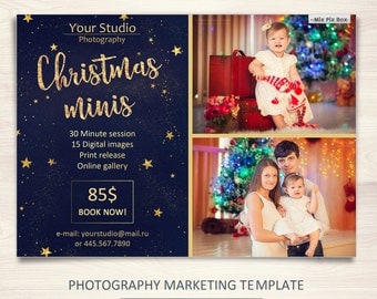Christmas Mini Session Template - Photography Marketing Board - Christmas Minis - Photoshop Template