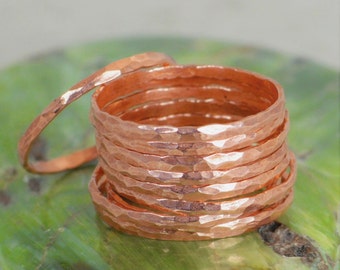 Super Thin Copper Stackable Ring(s), Copper Ring, Skinny Ring, Copper Band, Pure Copper Ring, Hammered Copper Ring, Arthritis Ring, Rings