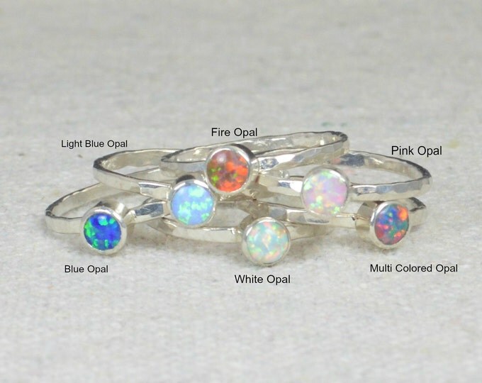 Grab 5 - Small Opal Rings, Opal Ring, Opal Jewelry, Stacking Ring, October Birthstone Ring, Opal Ring, Mothers Ring