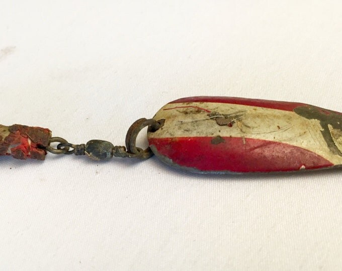 Storewide 25% Off SALE Antique Red & White Dardevle's IMP USA Metal Fishing Lure Featuring Original Hand Design