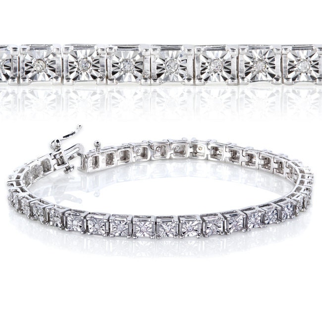 Square Illusion Set Diamond Tennis Bracelet 1/2 Carat ctw in