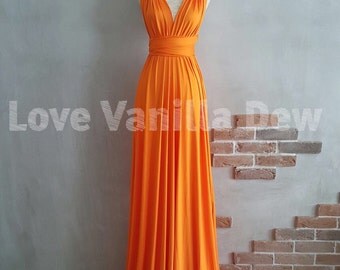 Bridesmaid Dress Infinity Dress Bright Orange Floor Length Maxi Wrap Convertible Dress Wedding Dress