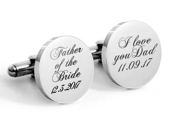 Father of the Bride Cufflinks, Stainless Steel Gifts for Dad, Wedding Cufflinks GIft