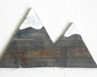 Mountain Wood Cutout. Wilderness. Forest. Gift. Home Decor. Rustic Decor. Nursery. Hand Painted.
