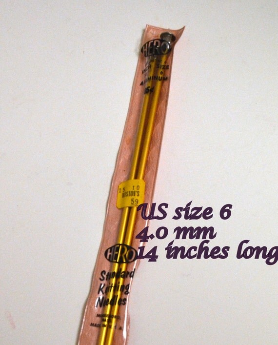 Knitting Needles Size 6 Aluminum 14 inches Long 4.0 mm